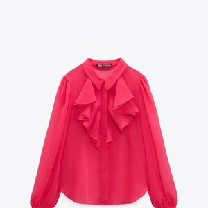ZARA 🌺Sheer long sleeve with ruffle